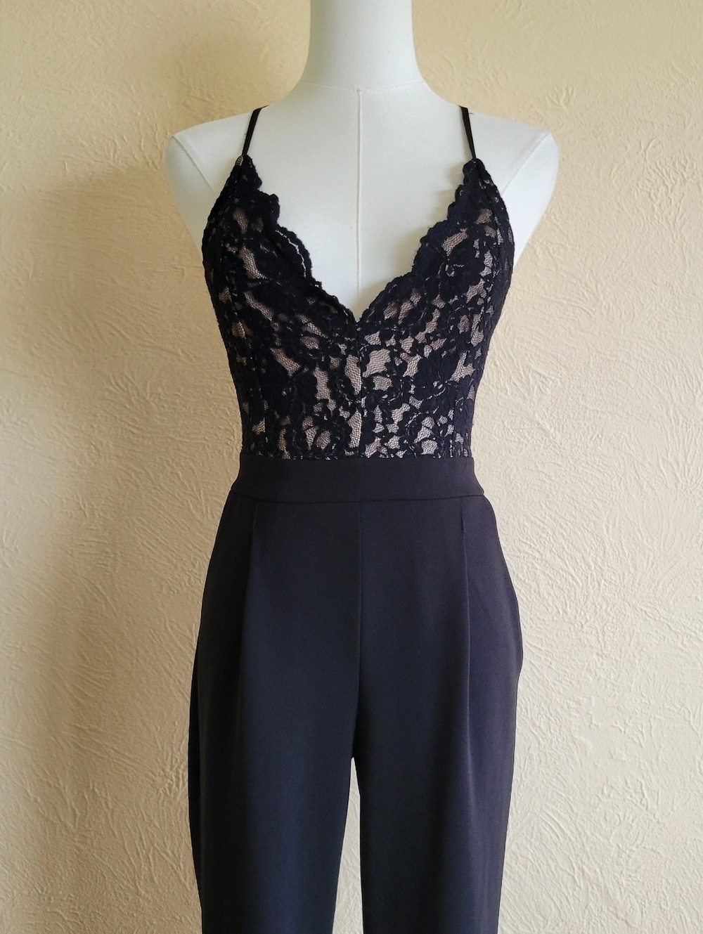 Express | 2018 Petite Black Lace Dressy Jumpsuit - Picture 3 of 11